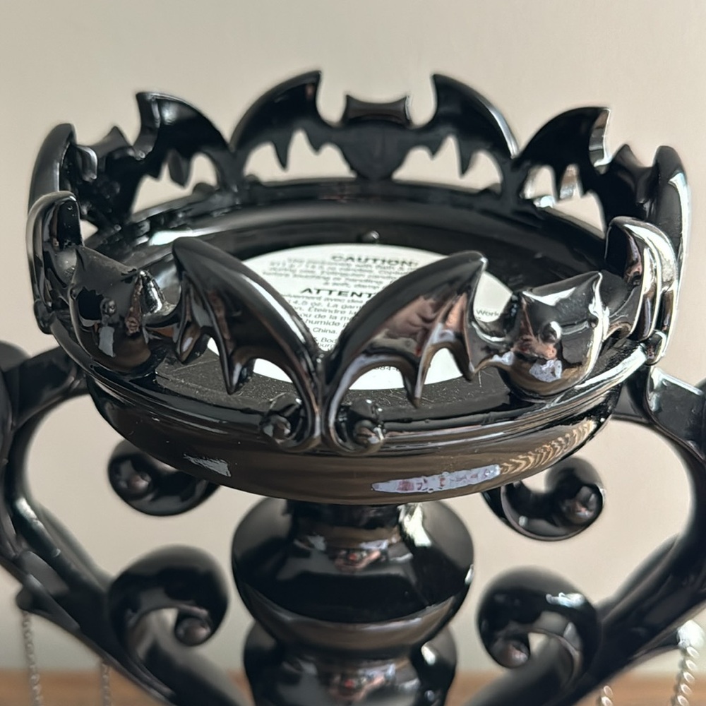 Bath & Body Works Halloween Black Purple Bat Candelabra Candle Pedestal Holder 1 - Picture 9 of 11